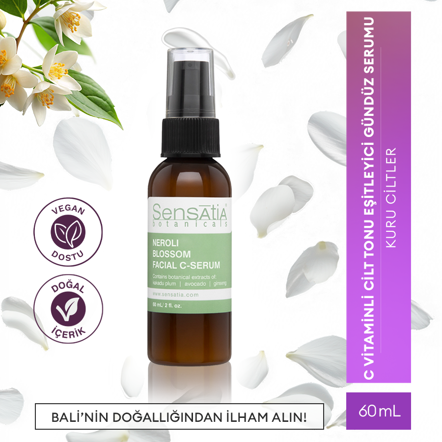 Kuru ve Normal Ciltler için Doğal C - Serum - Nemlendirici 60ml - Kakadu Eriği - Neroli Blossom
