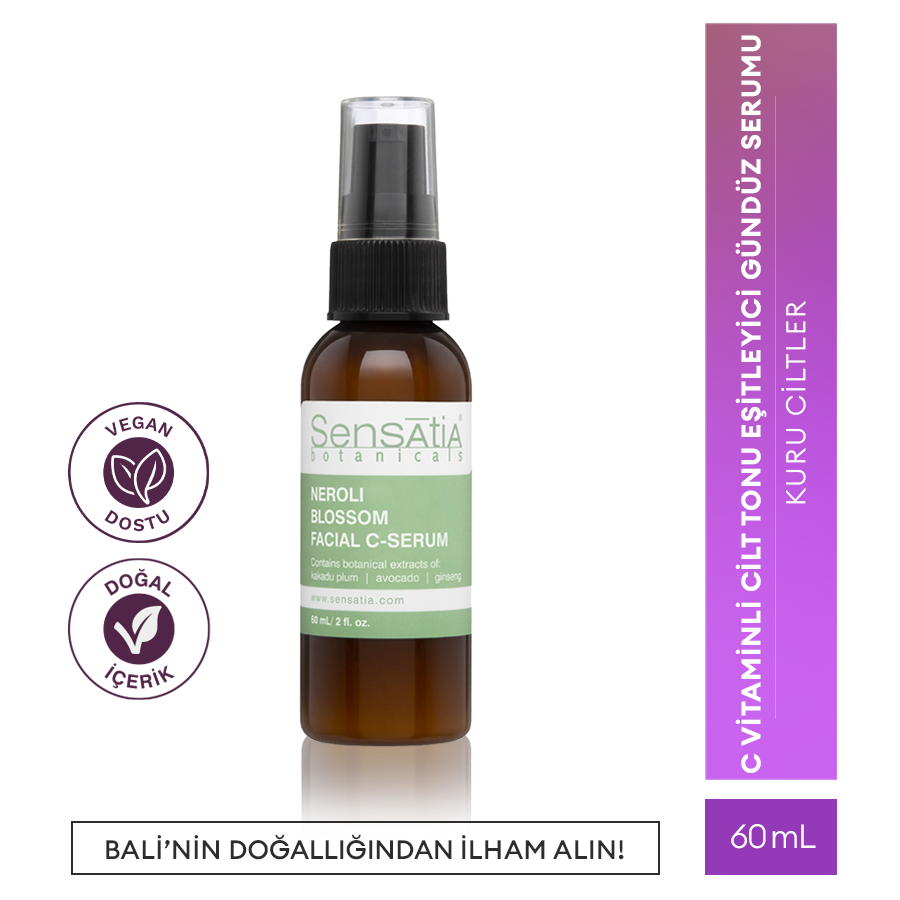 Kuru ve Normal Ciltler için Doğal C - Serum - Nemlendirici 60ml - Kakadu Eriği - Neroli Blossom