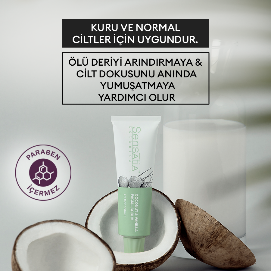 Kuru Ciltler için Arındırıcı Besleyici Doğal Peeling 60 ml - Coconut & Vanilla