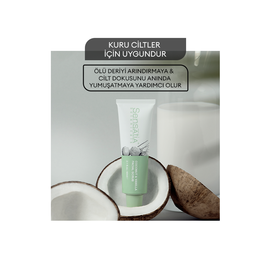 Kuru Ciltler için Arındırıcı Besleyici Doğal Peeling 60 ml - Coconut & Vanilla