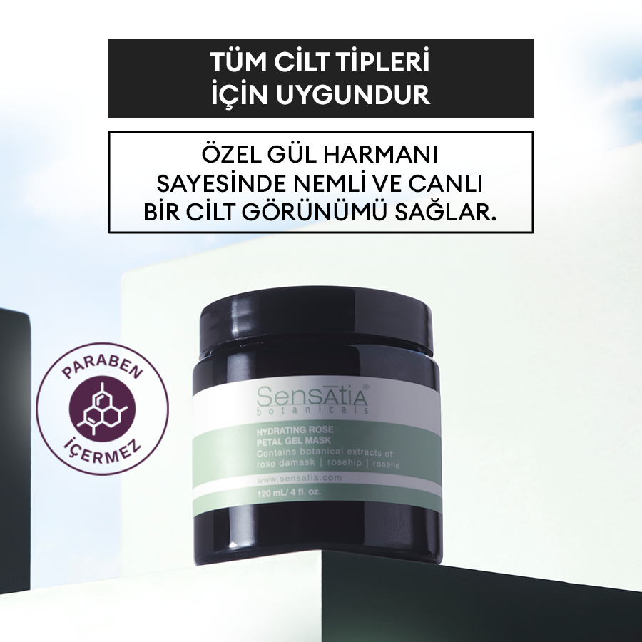 Yoğun Nemlendirici Gül Yaprağı Doğal Jel Maske 120ml - Şam Gülü - Hydrating Rose Petal