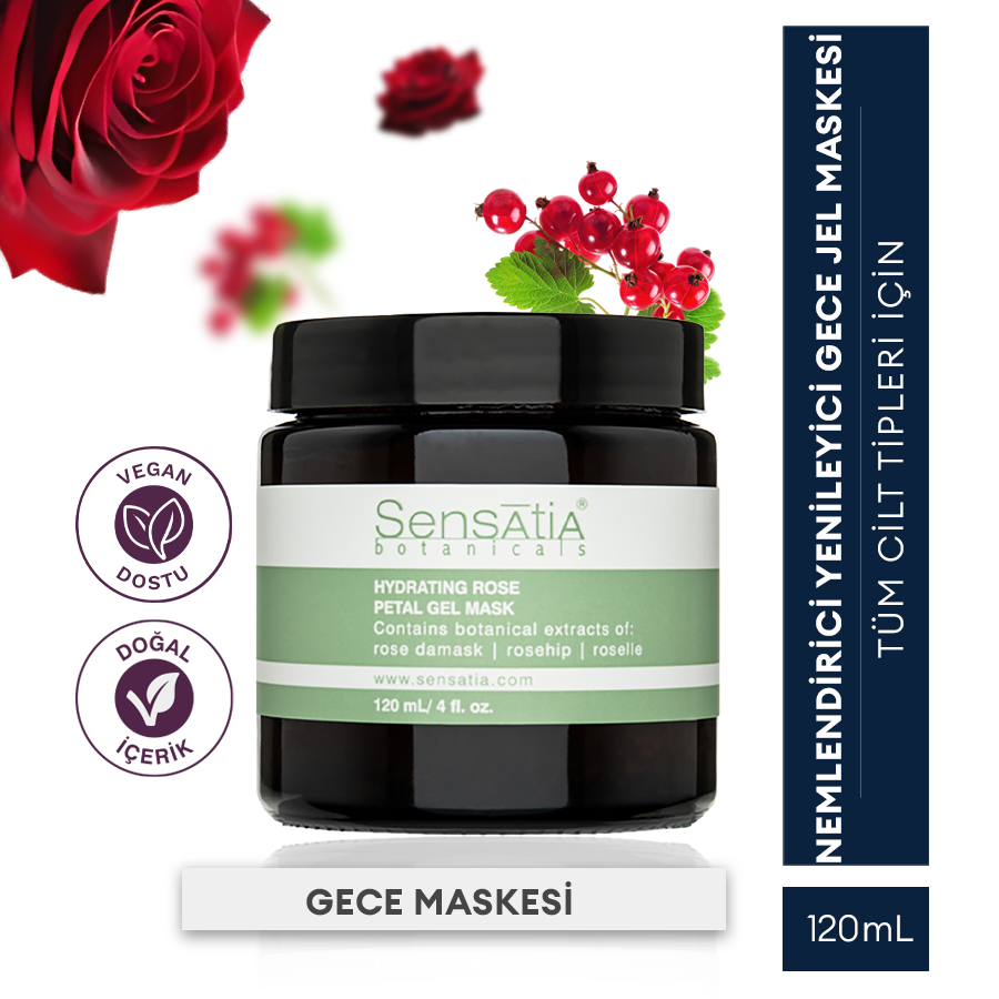 Yoğun Nemlendirici Gül Yaprağı Doğal Jel Maske 120ml - Şam Gülü - Hydrating Rose Petal