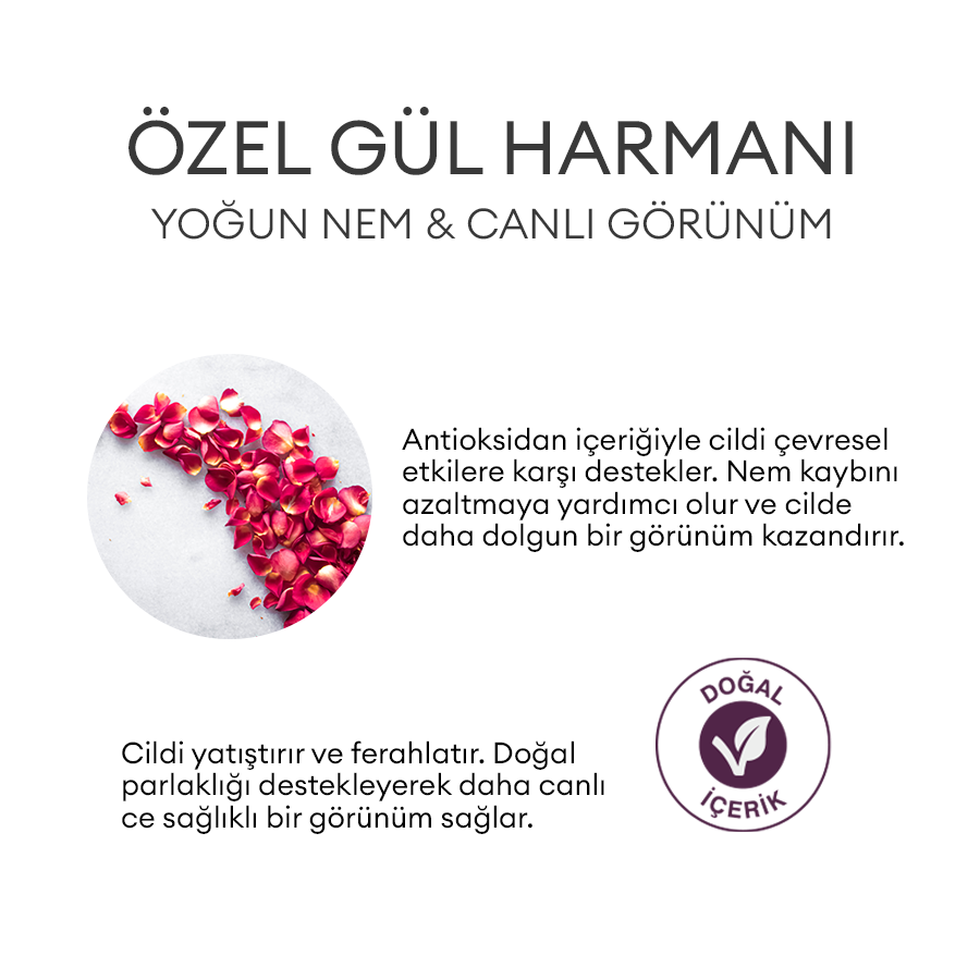 Yoğun Nemlendirici Gül Yaprağı Doğal Jel Maske 120ml - Şam Gülü - Hydrating Rose Petal