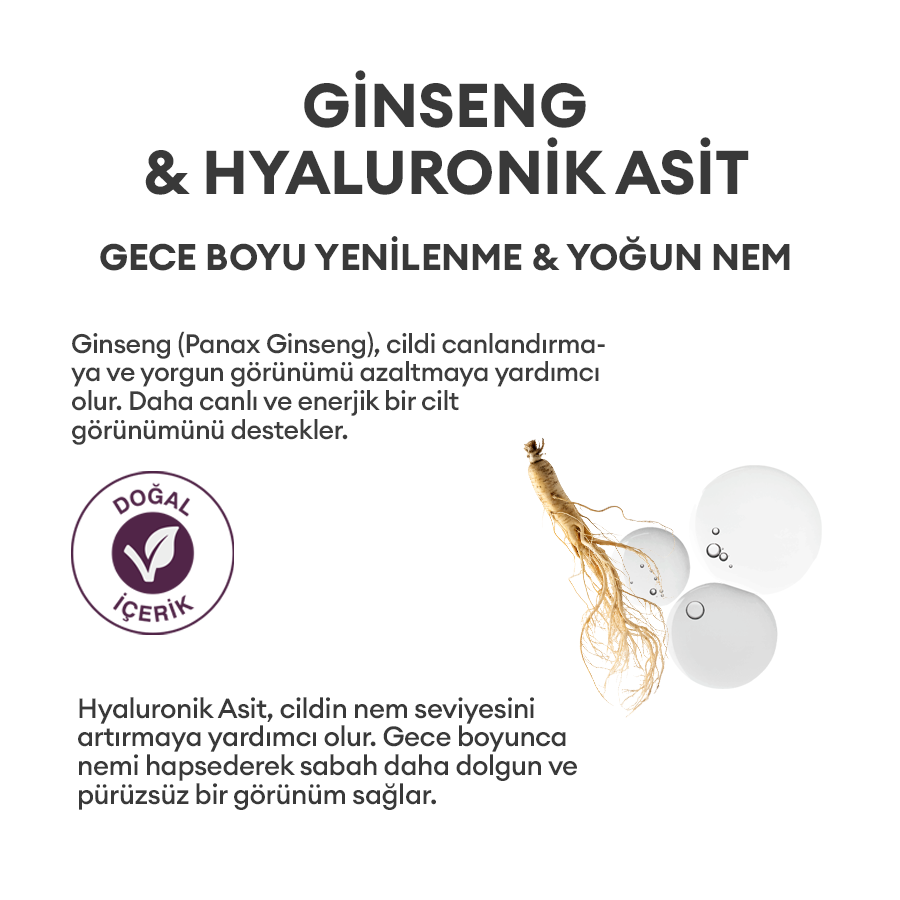 Sıkılaştırıcı Nemlendirici Doğal Uyku Maske - İnce Çizgi Kırışıklık 120ml - Revitalizing Ginseng
